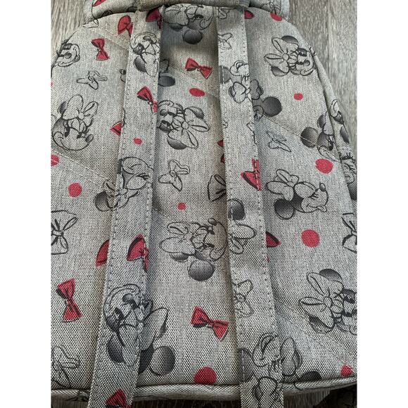Disney Parks Gray Minnie Mouse Backpack Purse Bg Red Bows - Picture 6 of 7